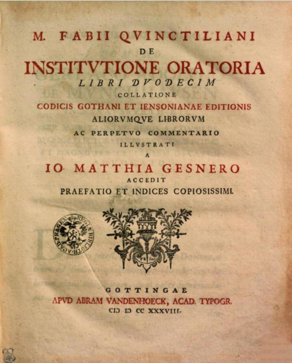 gesner - quintilianus - titelpagina