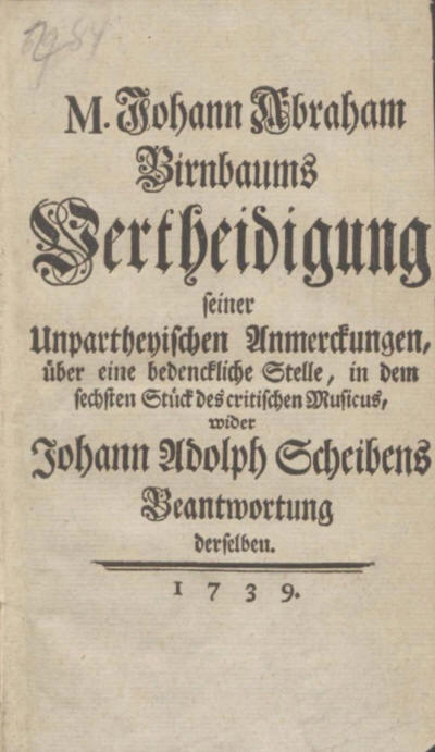 Birnbaum vertheidung 1739 - title